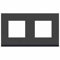 Рамка 2 поста UNICA PURE, горизонтальная, черное стекло | код. NU600486 | Schneider Electric